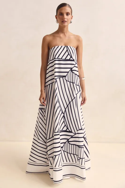 Siena Maxi Dress (Black/White) sold by Runway Scout