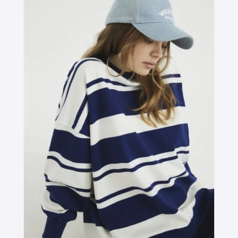 River Island Womens Navy Long Sleeve Striped Sweatshirt sold by River Island