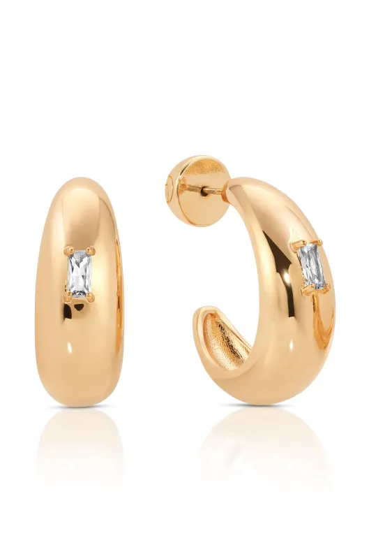 Oval Dome Baguette Hoops sold by ettika