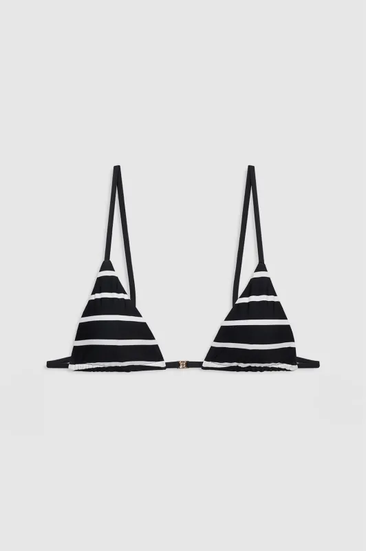 Bellamy Bikini Top - Black And White Stripe sold by Anine Bing