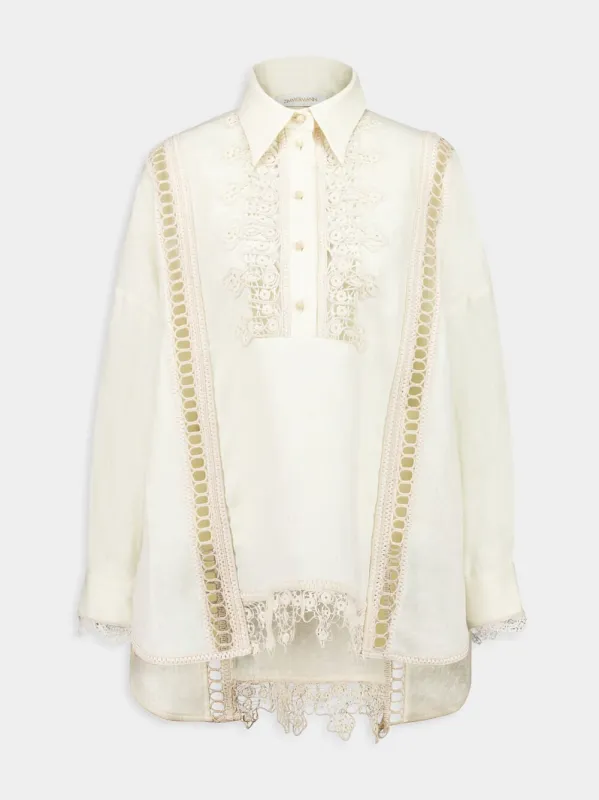 Cream Illuminate Trimmed Shirt sold by Fashion Clinic