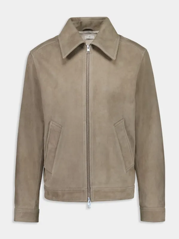 Beige Suede Zip-Up Jacket sold by Fashion Clinic