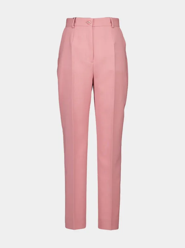 Pink Tailored Double Wool Crepe Pants sold by Fashion Clinic