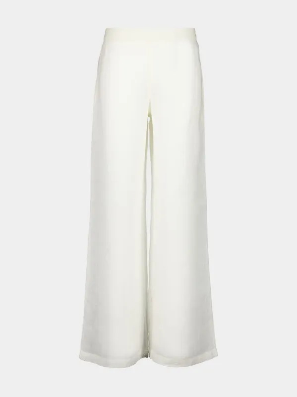 White Wide-Leg Linen Pants sold by Fashion Clinic