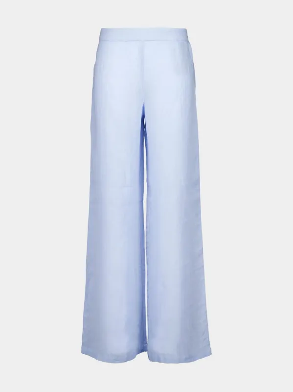 Aquatic Blue Wide-Leg Linen Pants sold by Fashion Clinic
