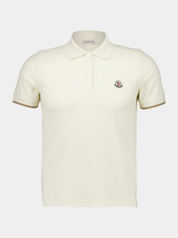 White Logo Patch Cotton Polo Shirt sold by Fashion Clinic