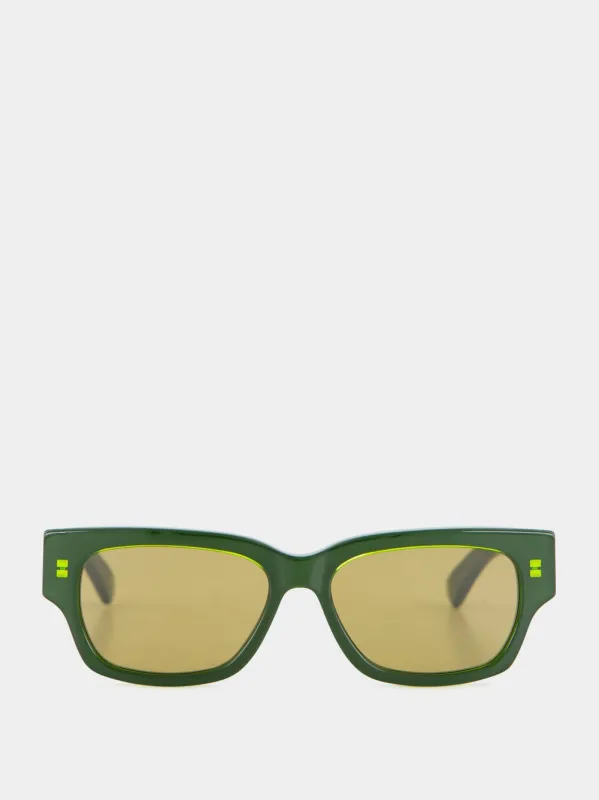 Green Acetate Rectangular Sunglasses sold by Fashion Clinic