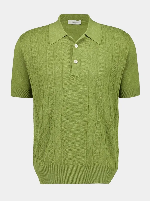 Green Silk-Linen Polo Shirt sold by Fashion Clinic
