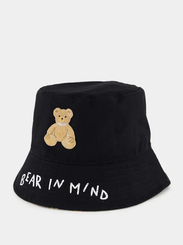Black Bear in Mind Bucket Hat sold by Fashion Clinic