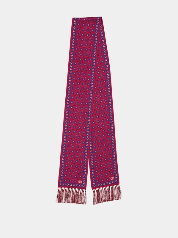 Red Chamber Silk Bandeau Scarf with Fringe sold by Fashion Clinic