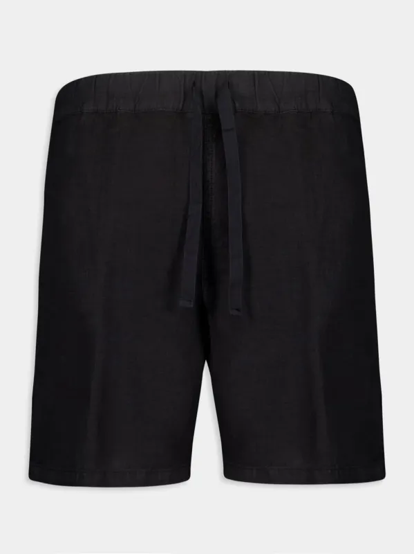 Black Bermuda Linen Shorts sold by Fashion Clinic