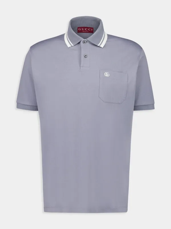 Light Grey Cotton Polo Shirt with Web sold by Fashion Clinic