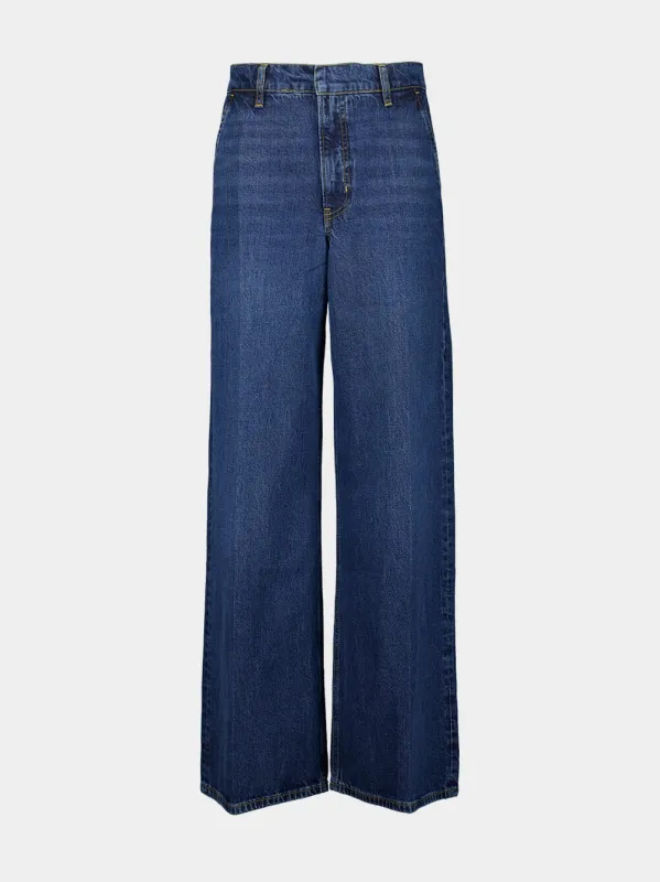Blue High-Waisted Wide-Leg Jeans sold by Fashion Clinic