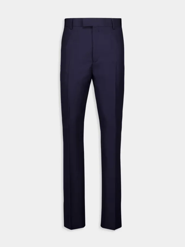Navy Straight-Fit Trousers sold by Fashion Clinic