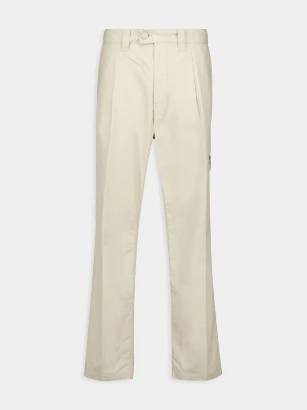 Cream Tapered Cotton Trousers sold by Fashion Clinic