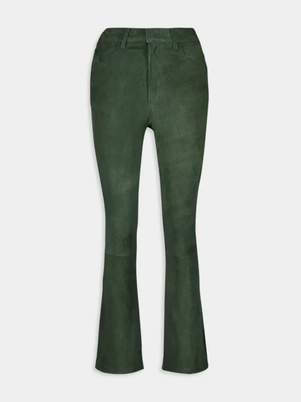 Zircon Suede Green Flared Pants sold by Fashion Clinic