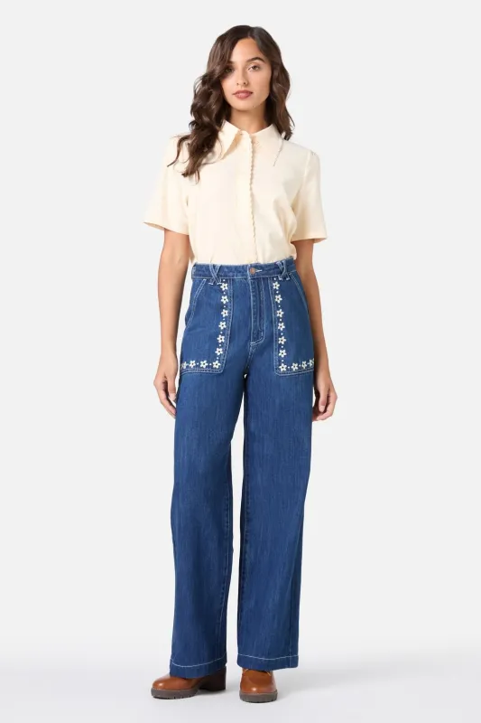 Meg Daisy Embroidered Jean sold by Princess Highway