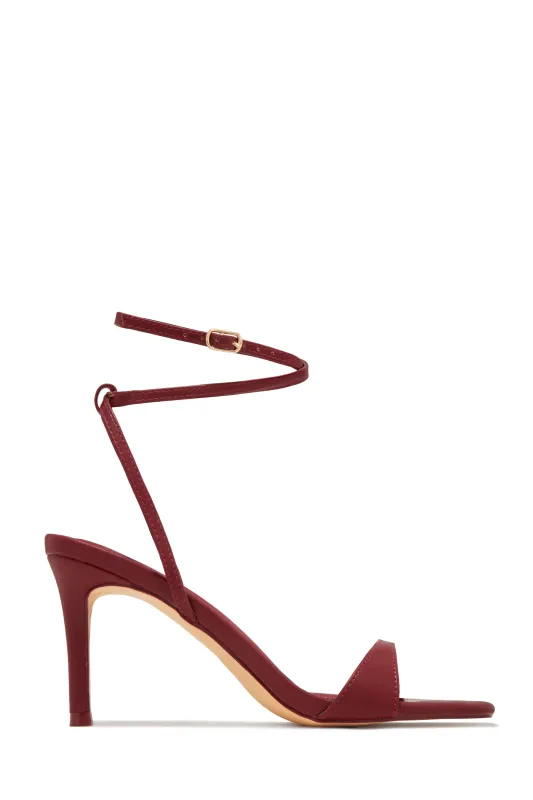 Viana Ankle Strap Mid Heels - Wine sold by Miss Lola