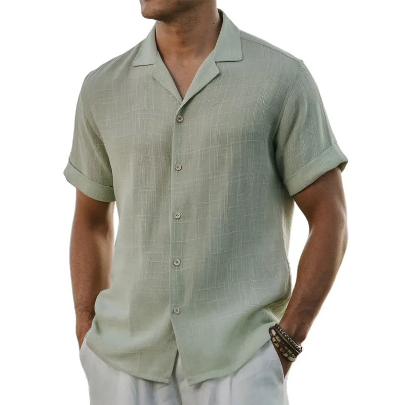 Men's Summer Basic Texture Short Sleeve Shirt MTA0676E7U sold by Manly