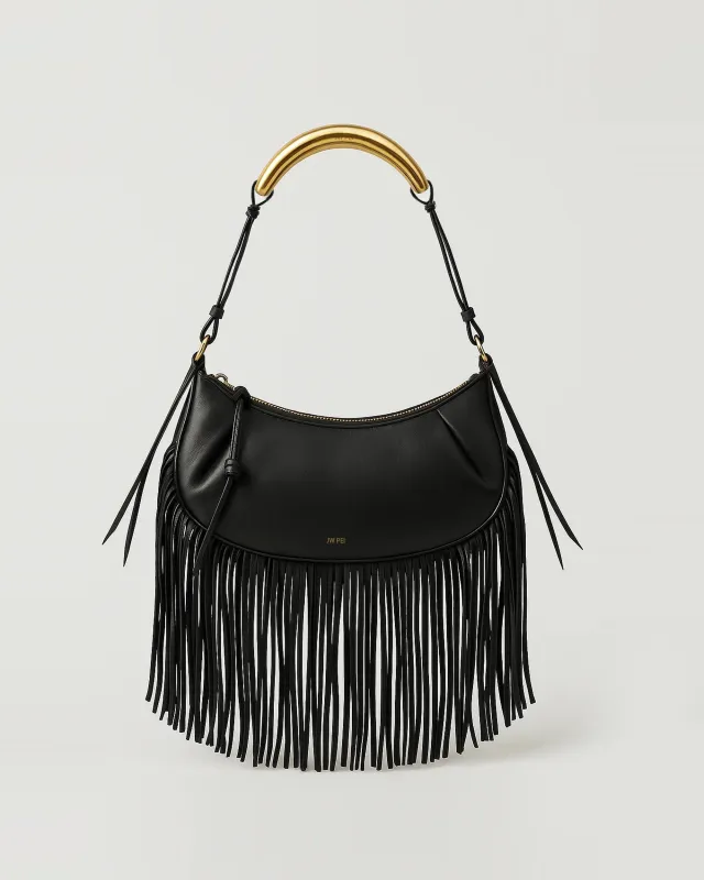 Violet Bohemian Fringe Hobo Bag - Black/Gold sold by JW PEI