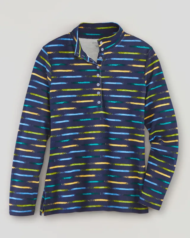 Appleseeds Women's Essential Cotton Broken Stripe Henley - Multi - 3X - Womens Plus sold by Buff
