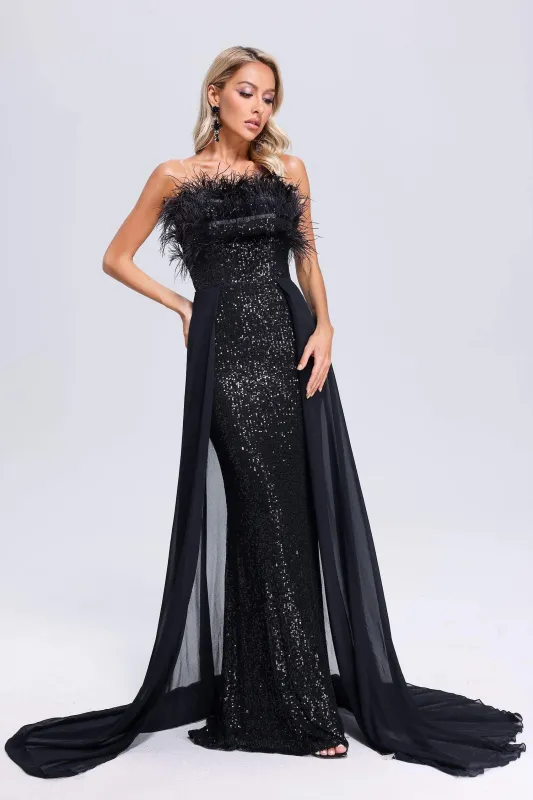 Janetta Feather Sequin Maxi Dress, S sold by Bella Barnett
