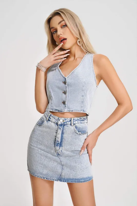 Quinnesha Denim Set, M sold by Bella Barnett