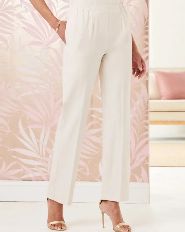 Appleseeds Women's Look-of-Linen Straight Leg Pull-On Pants - Tan - 3X - Womens Plus sold by Buff