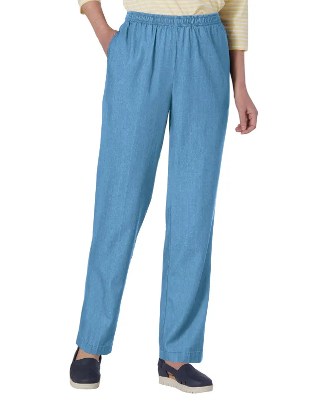 Appleseeds Women's Tencel/Cotton Easy Pants - Denim - PSL - Petite Short sold by Buff