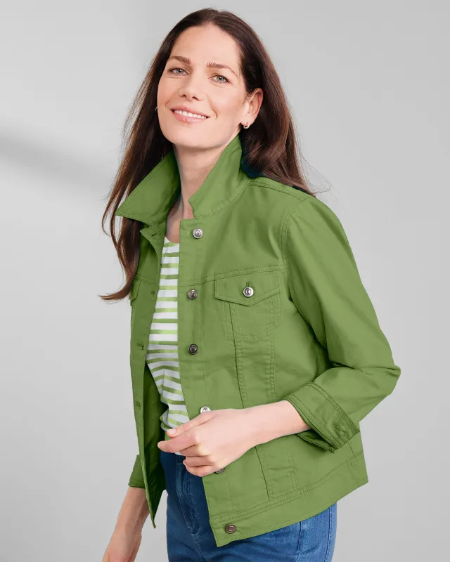 Appleseeds Women's DreamFlex Colored Jean Jacket - Green - 1X - Womens Plus sold by Buff