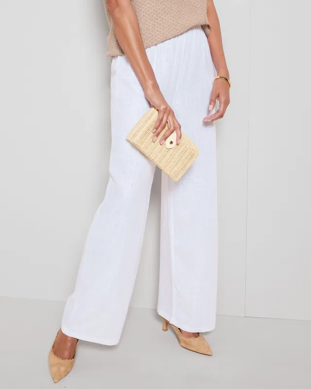 Appleseeds Women's Linen-Blend Solid Pants - White - XL - Misses sold by Buff