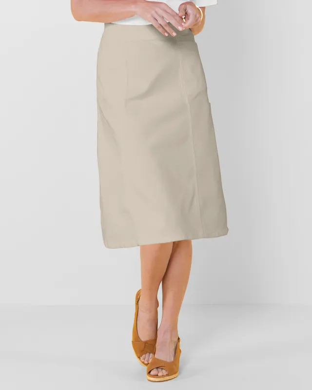 Appleseeds Women's Classic Knit Denim Skirt - Tan - MPS - Petite Short sold by Buff
