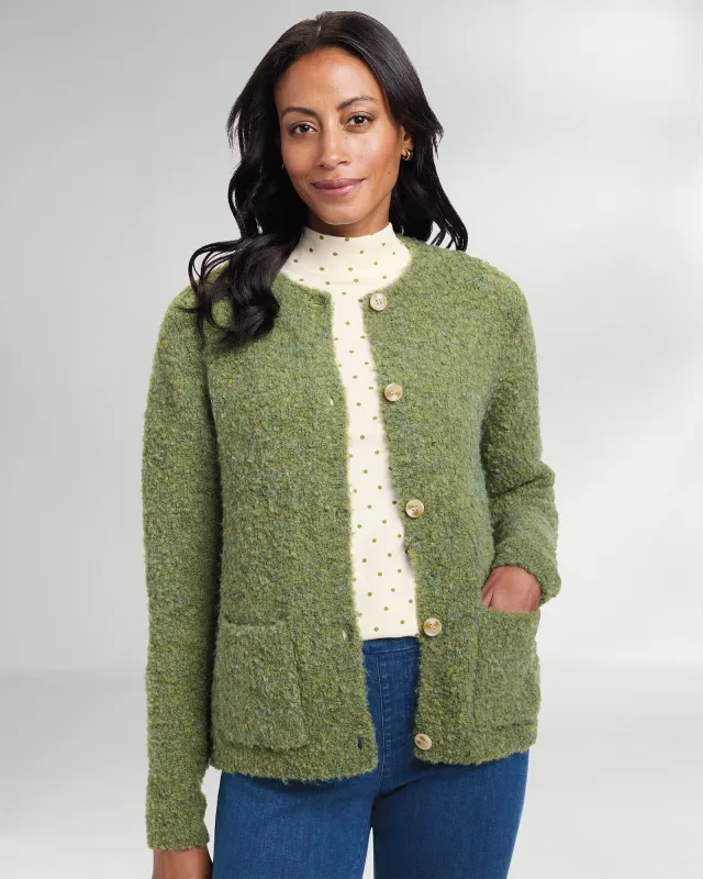 Appleseeds Women's Luxe Bouclé Cardigan - Multi - L - Misses sold by Buff