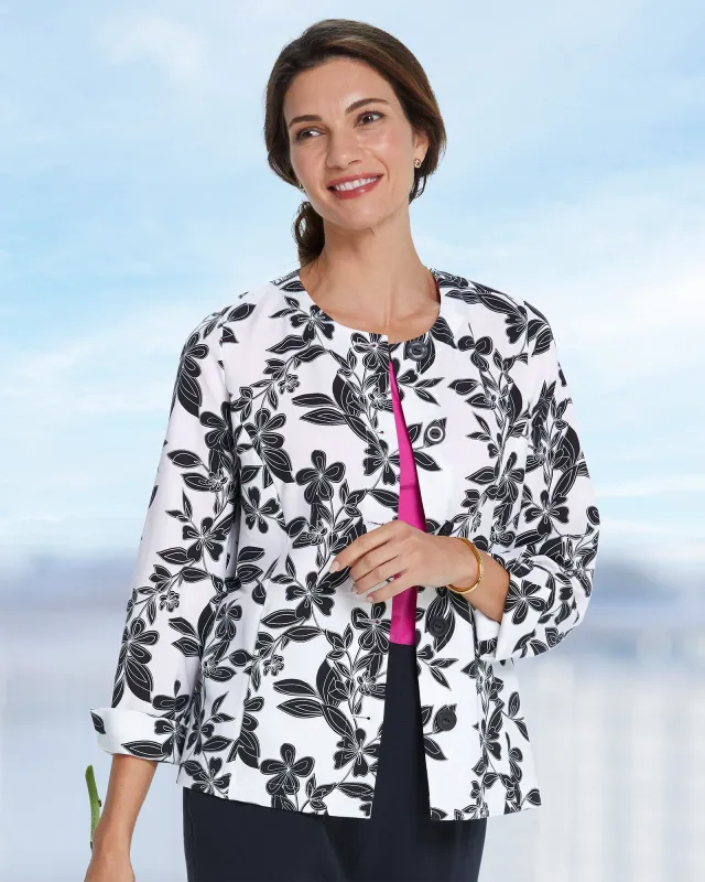 Appleseeds Women's Look of Linen Floral Jacket - Multi - PM - Petite sold by Buff