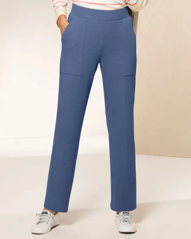 Appleseeds Women's Everyday Knits 4-Pocket Relaxed Straight-Leg Pants - Blue - S - Misses sold by Buff