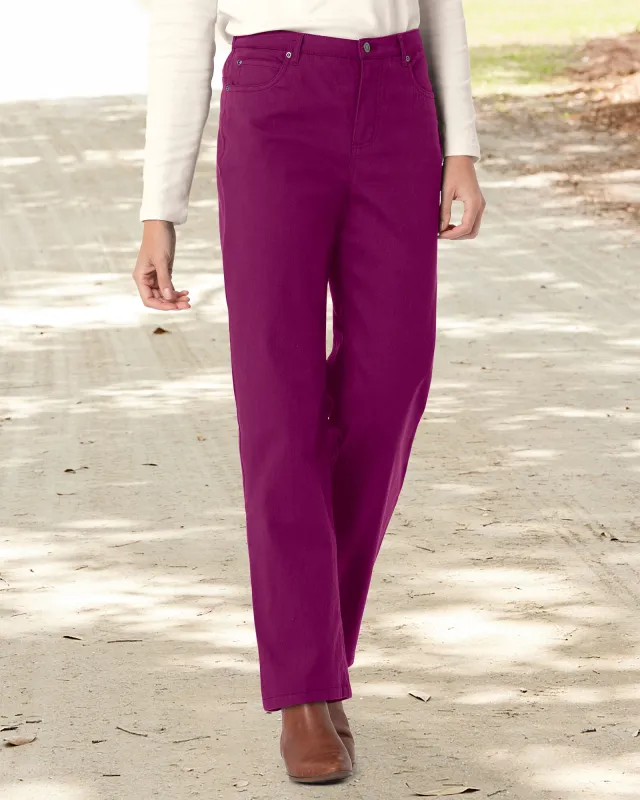 Appleseeds Women's DreamFlex Color Comfort-Waist Relaxed Straight Leg Jeans - Purple - 14 - Misses sold by Buff