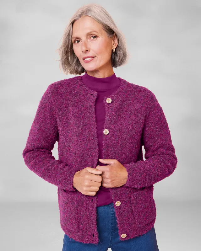 Appleseeds Women's Luxe Bouclé Cardigan - Multi - PXL - Petite sold by Buff