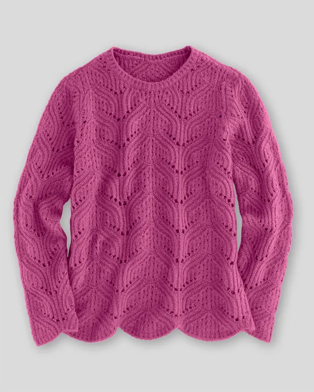 Appleseeds Women's Pointelle Pullover - Pink - PL - Petite sold by Buff