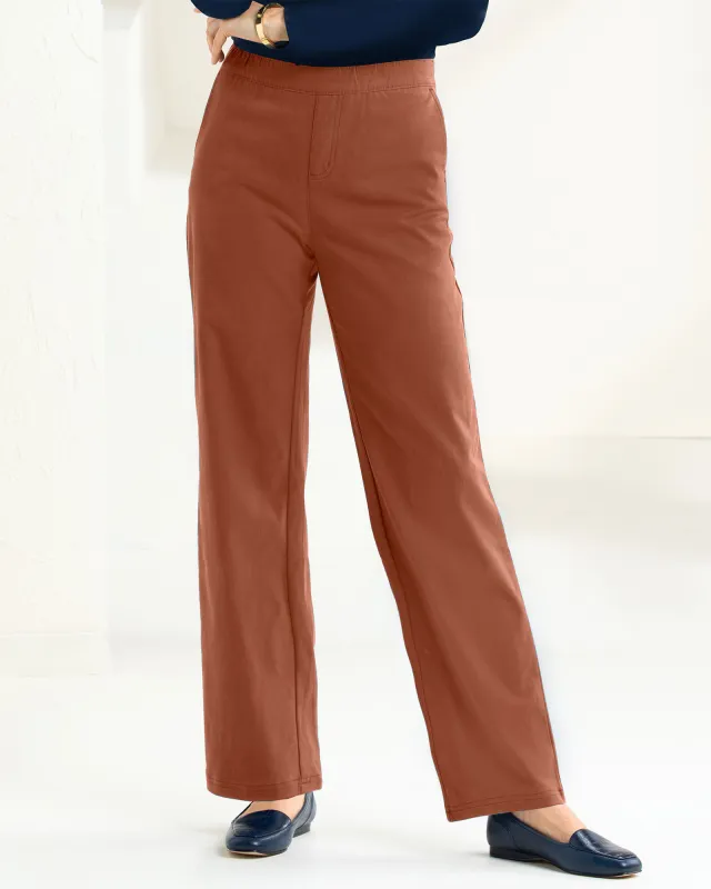 Appleseeds Women's Tencel/Cotton ComfortFlex Straight-Leg Pants - Brown - 10P - Petite sold by Buff
