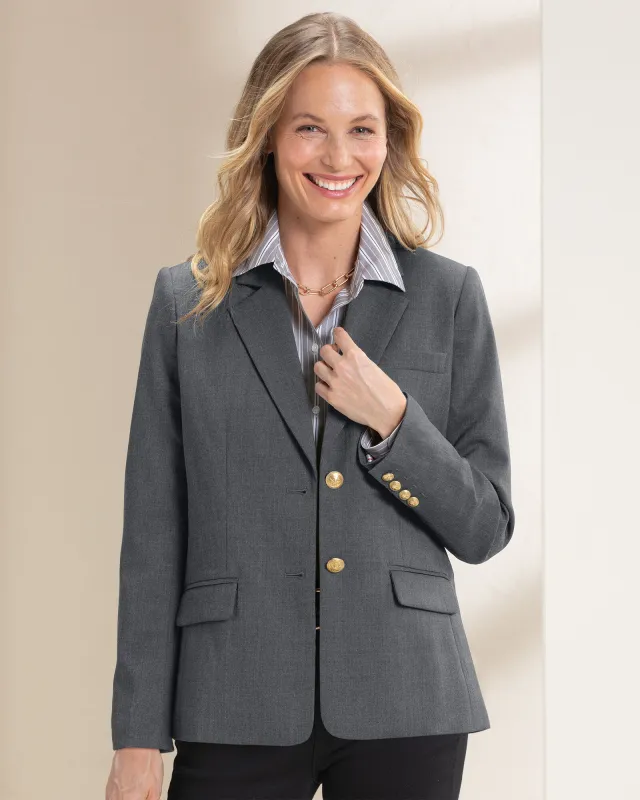 Appleseeds Women's Classic Wool Blazer - Grey - 4P - Petite sold by Buff