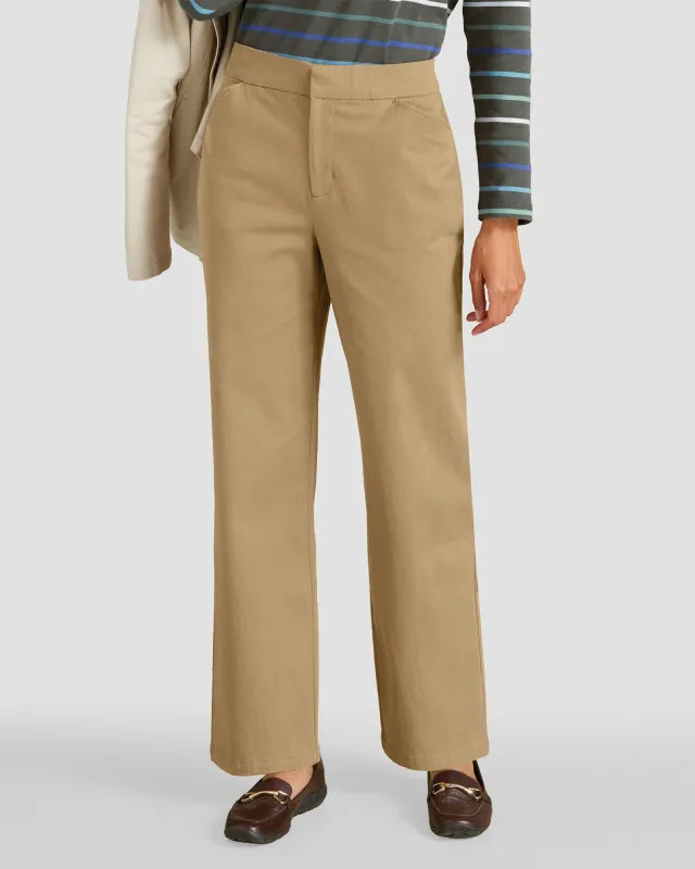 Appleseeds Women's Dennisport Comfort-Waist Relaxed Straight Leg Chinos - Brown - 8PS - Petite Short sold by Buff