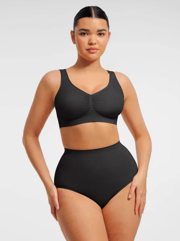 Feelingirl Seamless Wide Straps Bra  & Seamless Tummy Control Brief Set sold by FeelinGirl