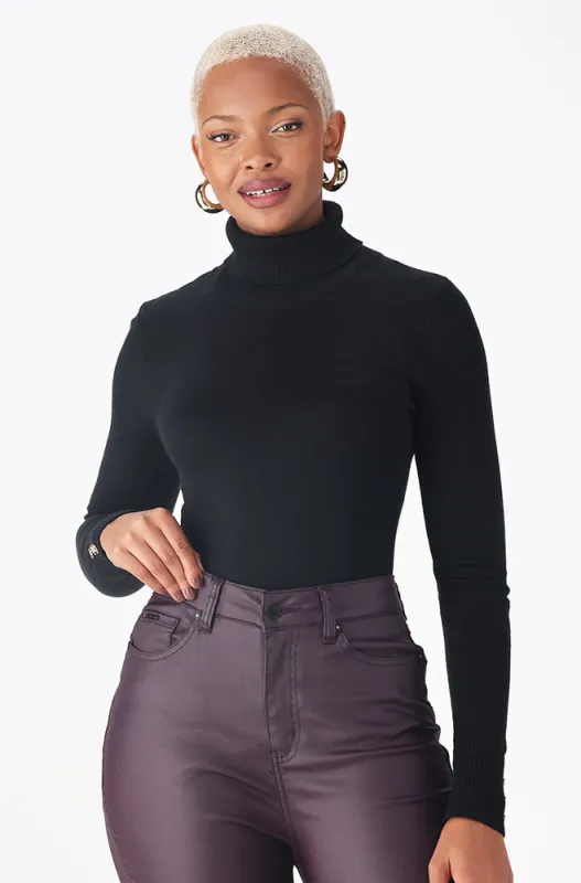 Gloria button detail polo neck knitwear _ 159549 _ Black sold by Dunns