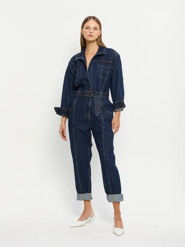 Joelle Denim Jumpsuit sold by Kivari