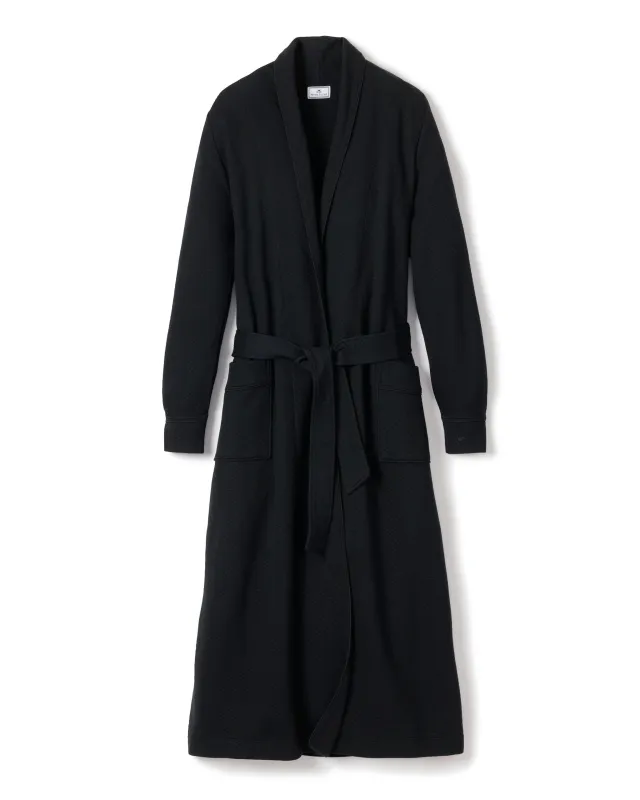 Women's Pima Jacquard Ophelia Robe in Black sold by Petite Plume