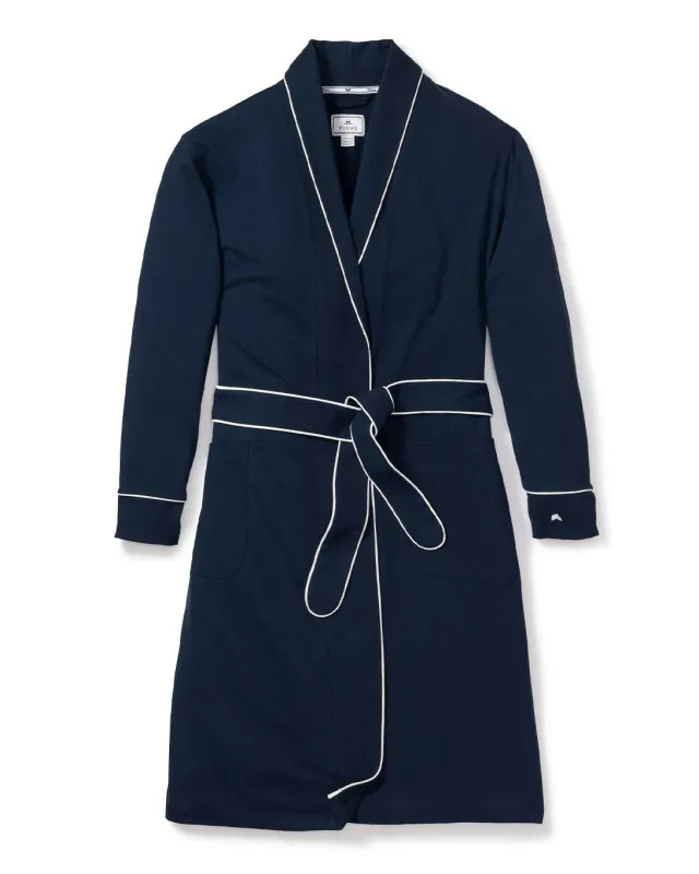Women's Pima Robe in Navy sold by Petite Plume