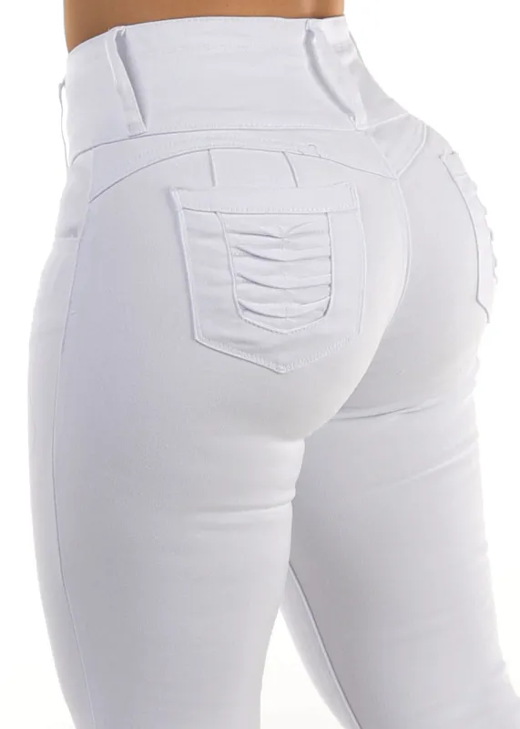Levantacola High Waist White Skinny Jeans sold by Moda
