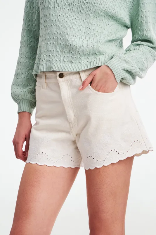 Jemina Eyelet Luna Jean Shorts sold by Roller Rabbit