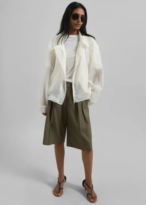 Bilbao Pleated Bermuda Shorts - Khaki sold by Frankie Shop