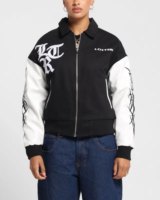 Loiter Cyber Varsity Jacket Black/White sold by Culture Kings